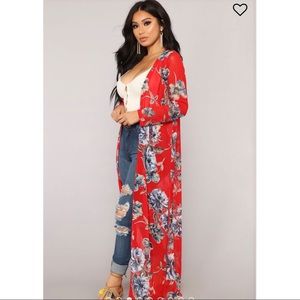 Red Floral Kimono 2x